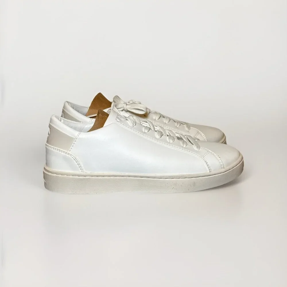 Thousand Fell Lace Up Vegan Leather Sneakers, Women's 7.5 (White/White) - Picture 2 of 7